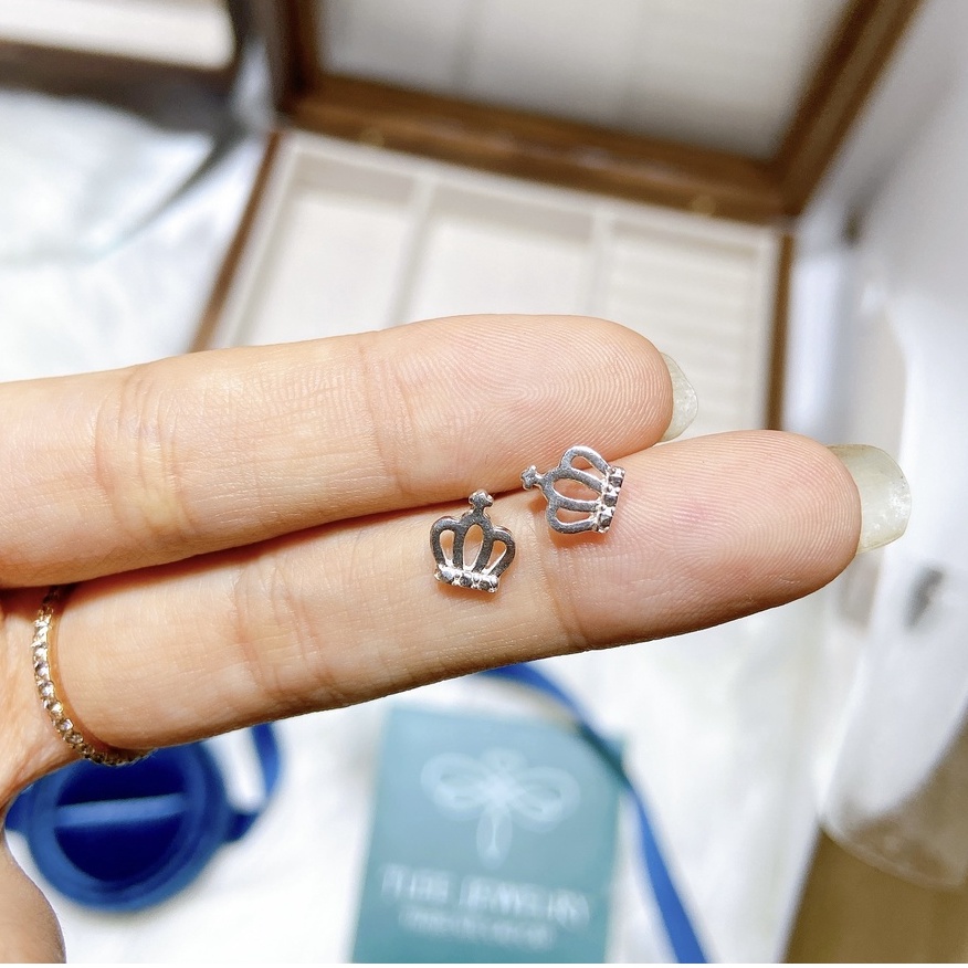 Khuyên tai bạc Vương miện mini - Tleesilver