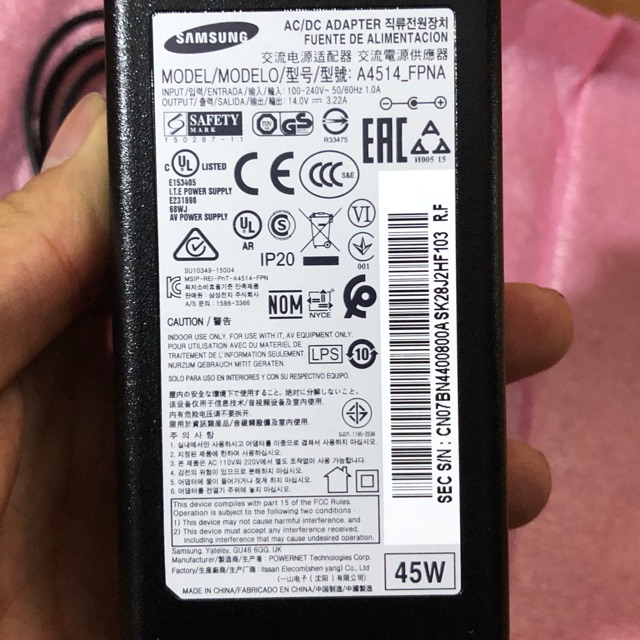 Adapter nguồn samsung 14v 3.22a chính hãng