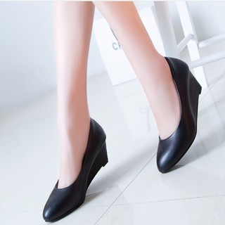Giày cao gót  nữ bít mũi đế xuồng cao 5cm kiểu trơn da bóng mềm nhẹ C14n có ảnh thật