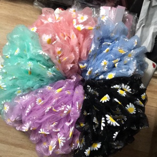 Sỉ 100 cột vải scrunchies lưới hoa cúc
