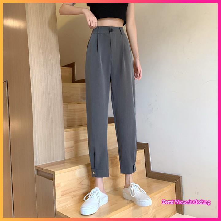 Quần Baggy Nữ 💕 Quần Baggy Ulzzang Ống Cài Khuy Eo Cao | BigBuy360 - bigbuy360.vn