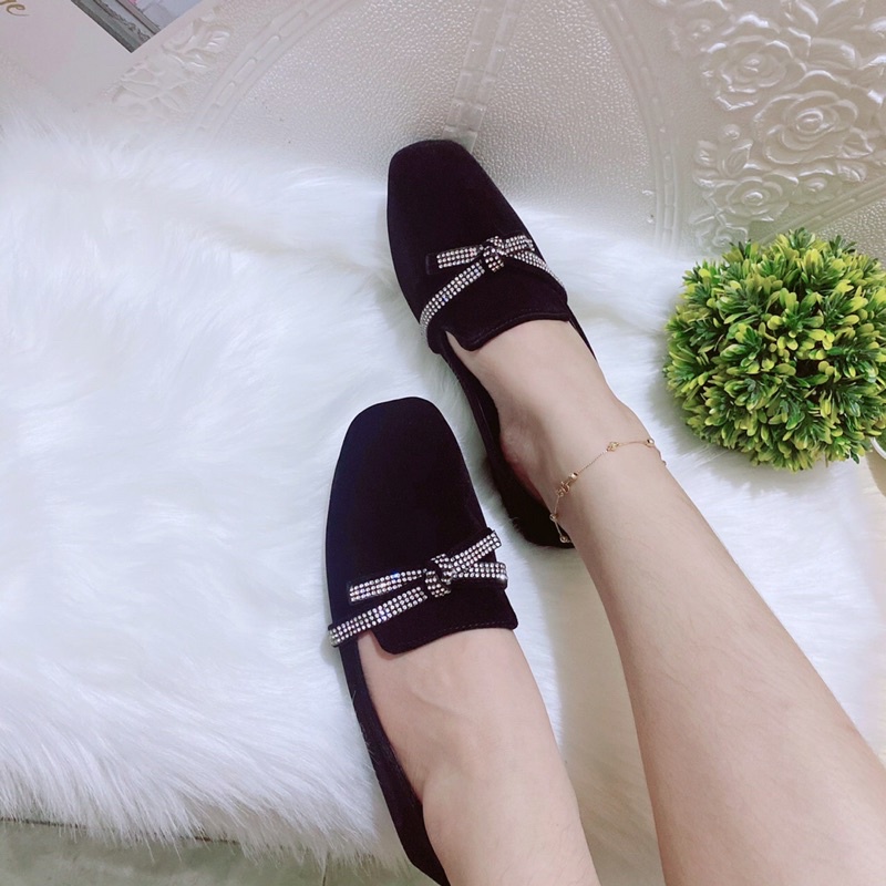 Búp bê nơ đá chất nhung mịn hàn quốc không thể bỏ qua trong tủ giày của chị em