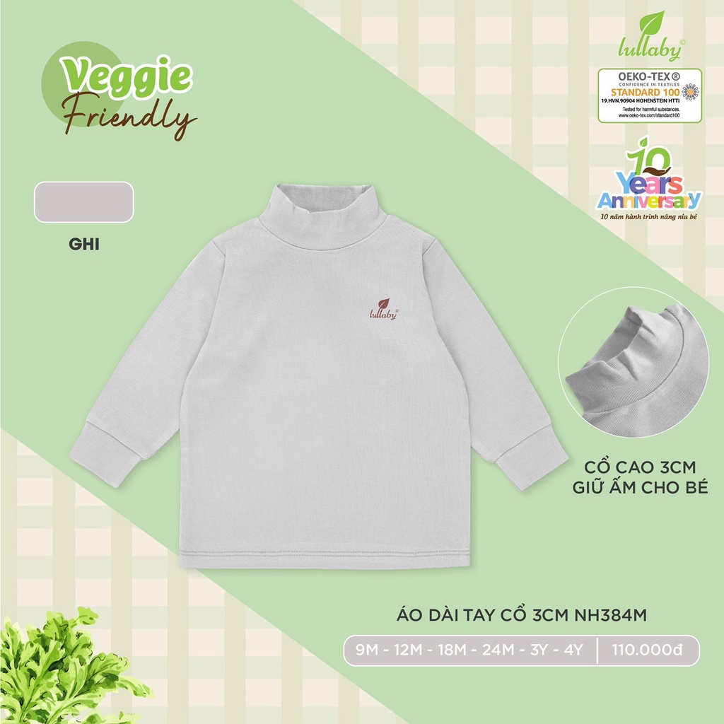 Áo cổ 3p áo giữ nhiệt cho bé Lullaby chất petit