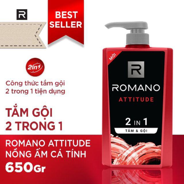 CHAI  TẮM GỘI  ROMANO 2 IN 1 CLASSIC, ATTITUDE, FORCE (650G)