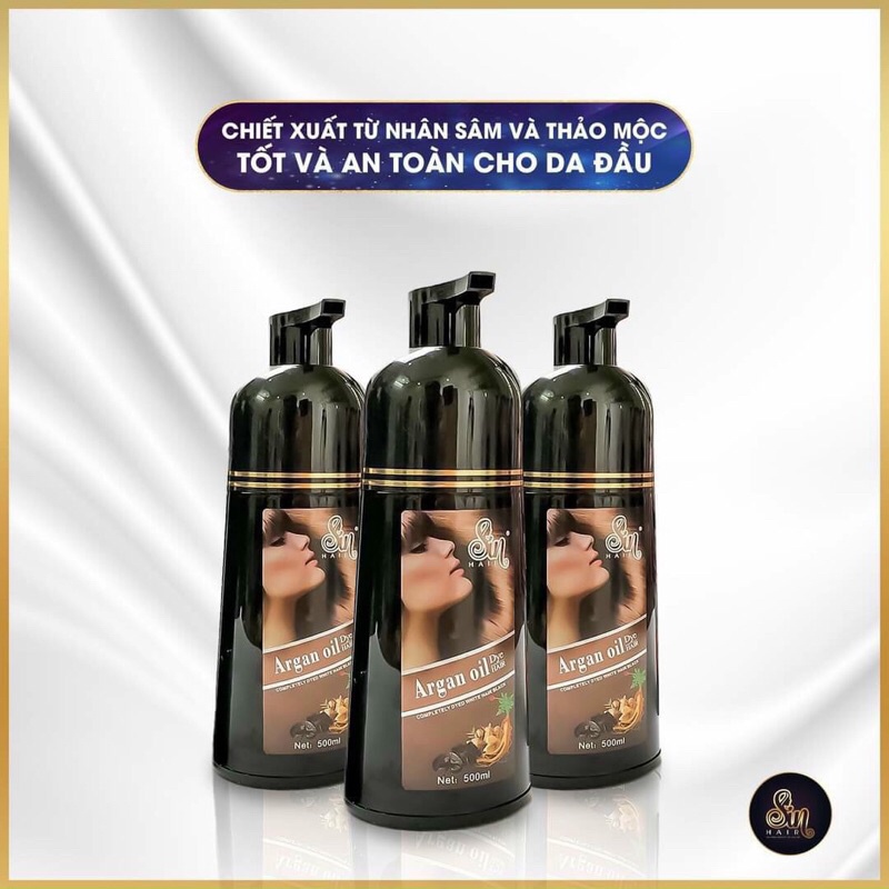 [HÀNG CHÍNH HÃNG] DẦU GỘI PHỦ TÓC BẠC SIN HAIR ĐEN TÓC SAU 1  LẦN GỘI KHÔNG DÍNH DA ĐẦU 500ml