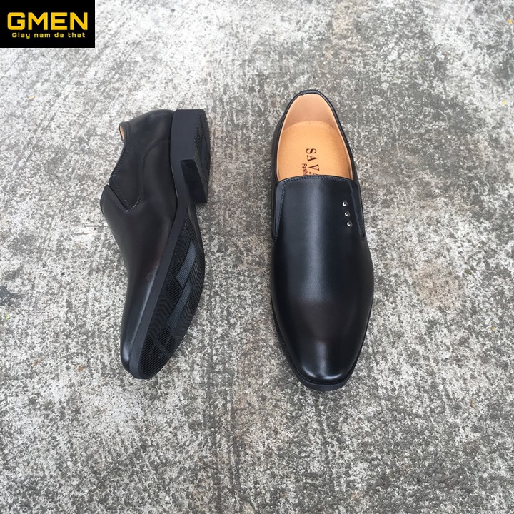 Giày tây nam da thật 100% đế cao su đúc bền bỉ bảo hành 1 năm GM002