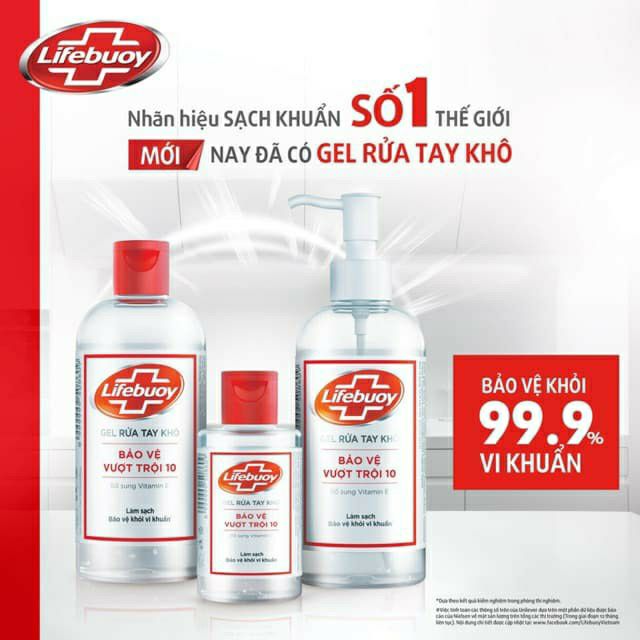 Nước rửa tay khô Lifebuoy 100ml , 235ml nắp bật và dạng vòi.