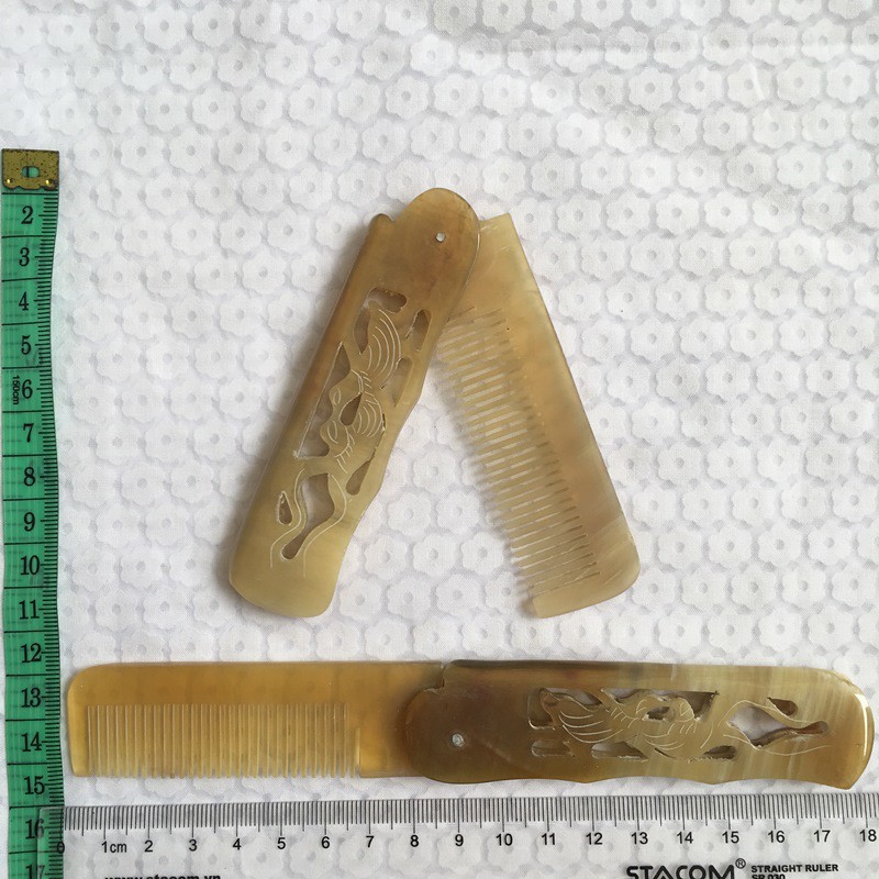 Lược chải tóc sừng bò châu Phi (L22 gấp đôi sáng màu cắt laze)