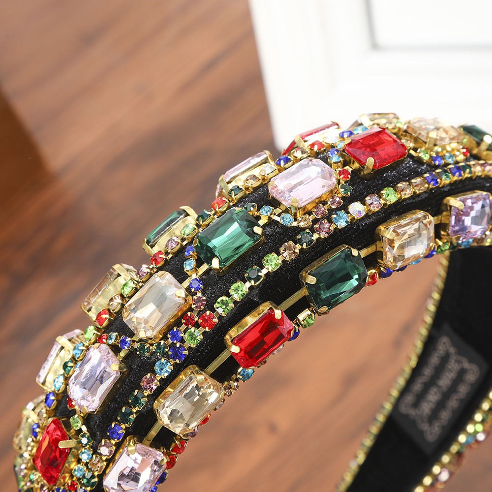 Băng Đô Cài Tóc Đính Đá Lấp Lánh Phong Cách Retro