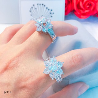 Nhẫn bạc nữ, nhẫn hoa hột cao đính đácao cấp Orin N714
