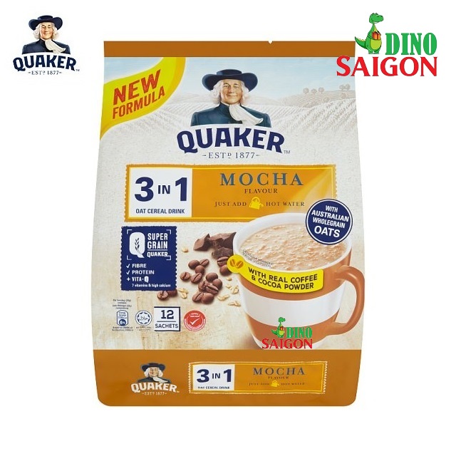 Combo 2 Gói Thức Uống Yến Mạch Quaker 3in1 Vị Cà Phê Mocha và Matcha Trà Xanh