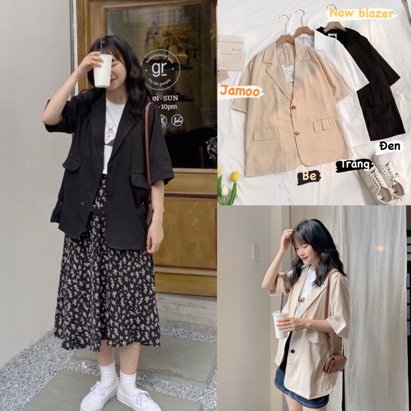 Áo blazer tay ngắn 1 lớp ulzzang,Áo vét cộc tay jamoo