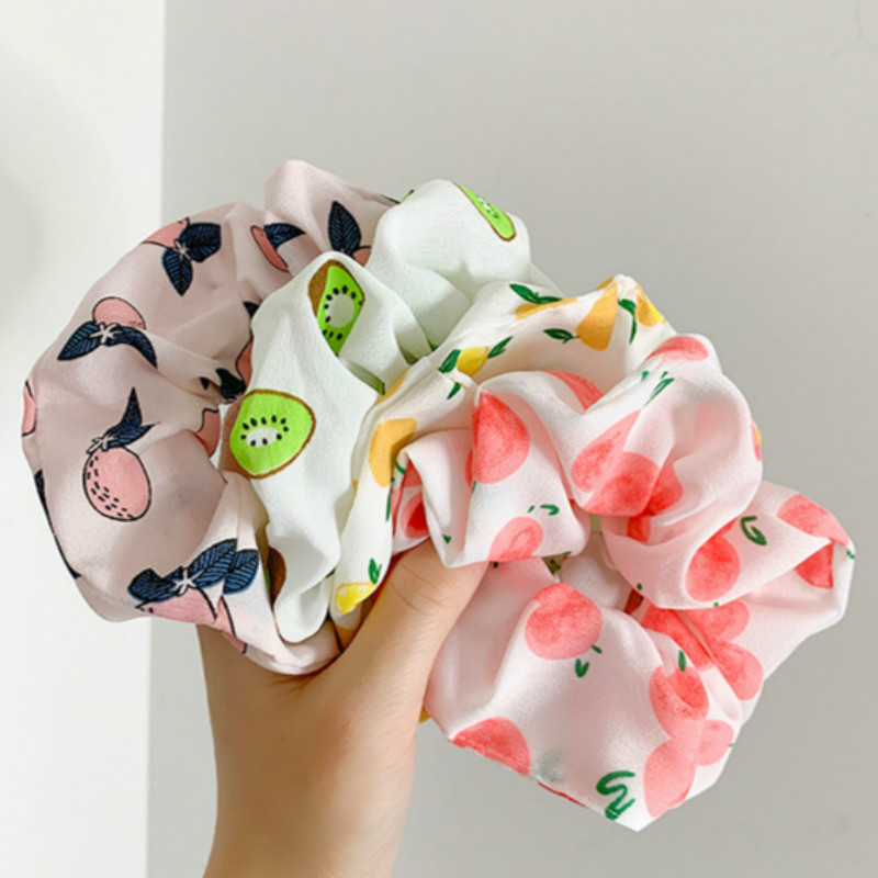 Dây Buộc Tóc Co Giãn Họa Tiết Trái Cây Đáng Yêu