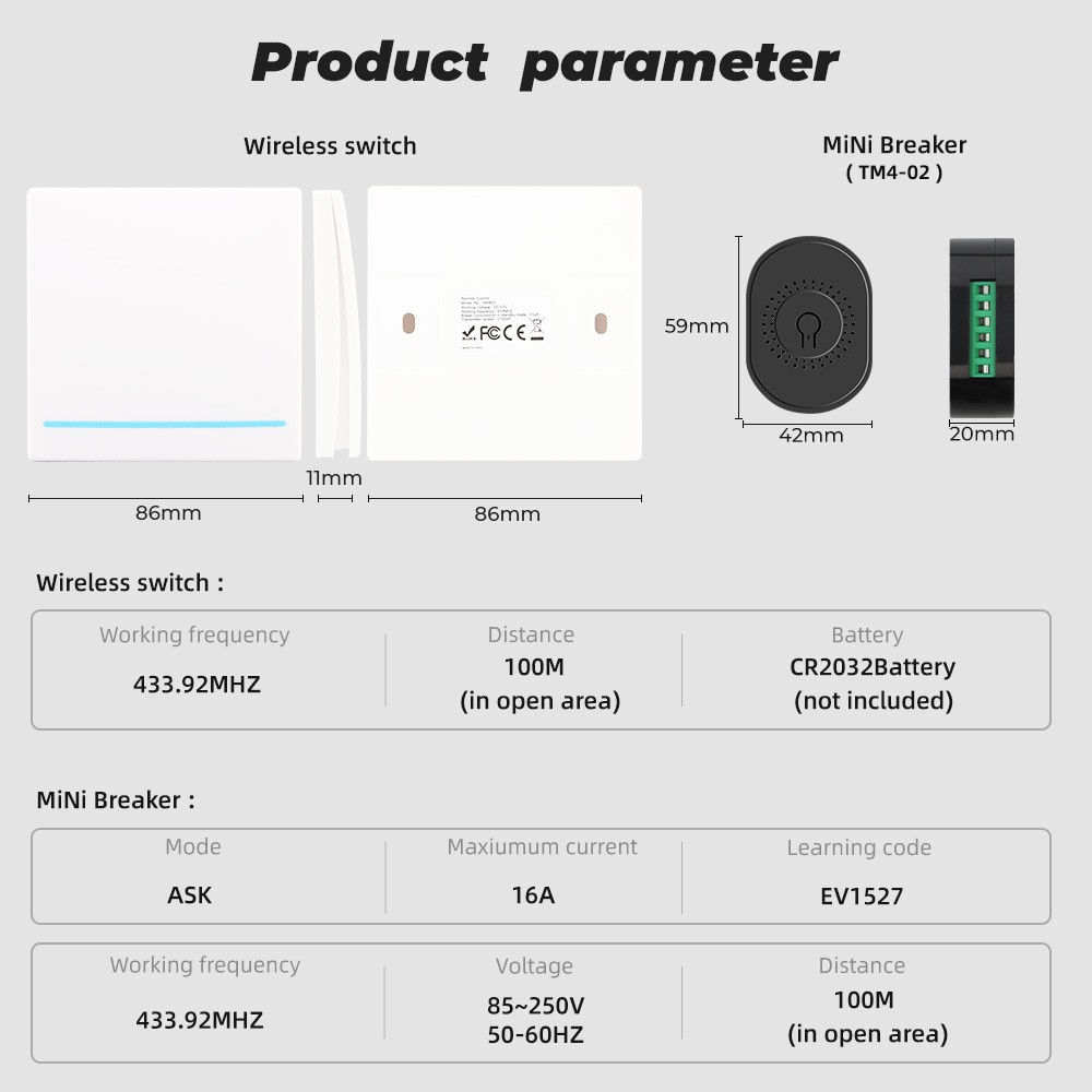 [Mã LIFEHLDEC giảm 10% đơn 99k] Công Tắc Đèn Thông Minh SMATRUL Không Dây RF Điều Khiển Từ Xa 220 240V