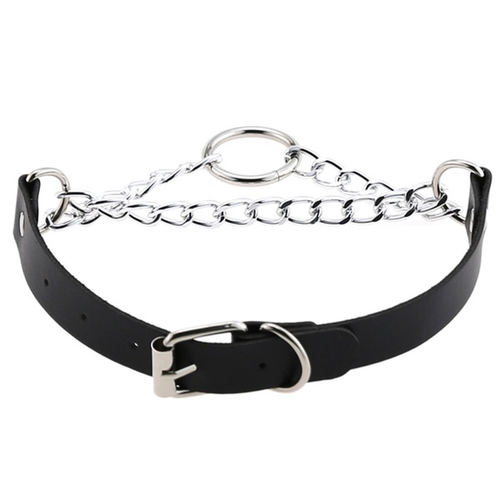 Vòng cổ choker dây xích dài phong cách Gothic cho nam và nữ