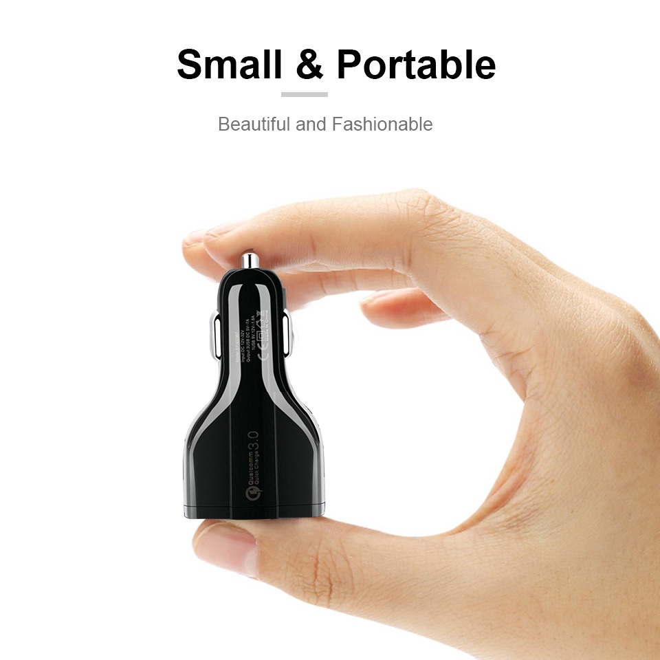 Tẩu sạc điện thoại nhanh chóng 3 cổng 3.0 chuẩn qc3.0 dành cho xe hơi