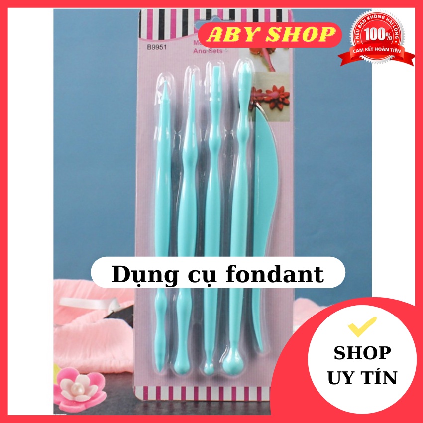 Dụng cụ fondant ⚡ HÀNG LOẠI 1 ⚡ bộ dụng cụ 5 que B9951 thiết kế nhỏ gọn dễ sử dụng