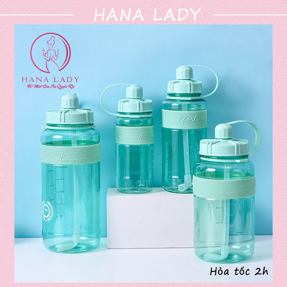 Bình nước thể thao - Bình đựng nước cute có vòi nhiều màu sắc siêu xinh (TẶNG KÈM DÂY ĐEO + ỐNG HÚT)