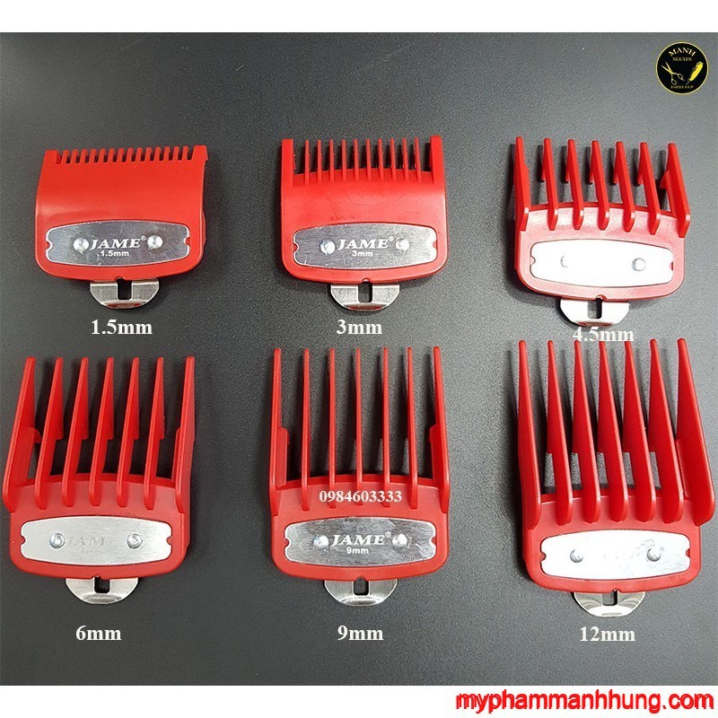 Bộ 6 Cữ Tông Đơ Gá Thép Dòng Tông Đơ Fade Jame, Kemei, Chaoba, SZS F32, F35, Wahl