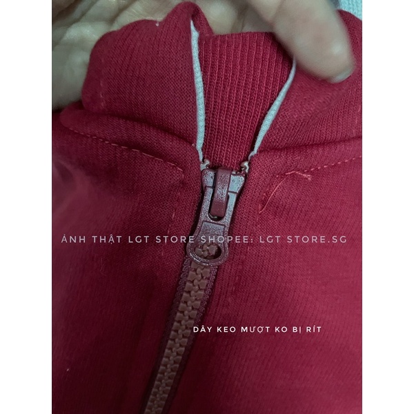 Áo hoác hoodie zip trơn (CÓ ẢNH THẬT) chất thun cotton sieu đẹp đỏ đô