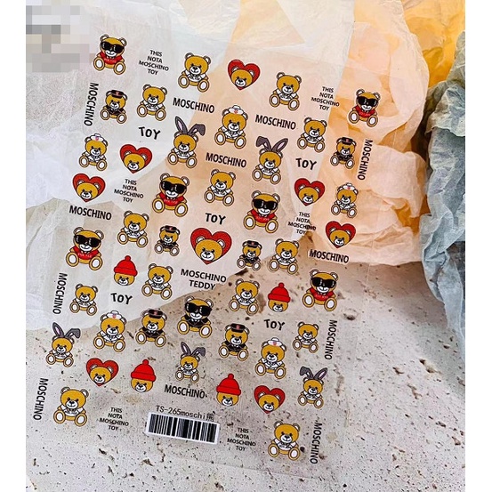 Sticker trang trí nail hình gấu mã mới