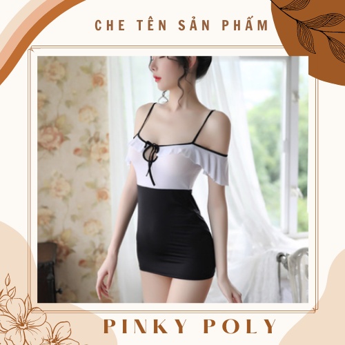 Set Cosplay Cô Thư Kí Trễ Vai - Set váy ngủ cosplay anime PinkyPoly - Hai Màu Đen Xám CP05 | BigBuy360 - bigbuy360.vn