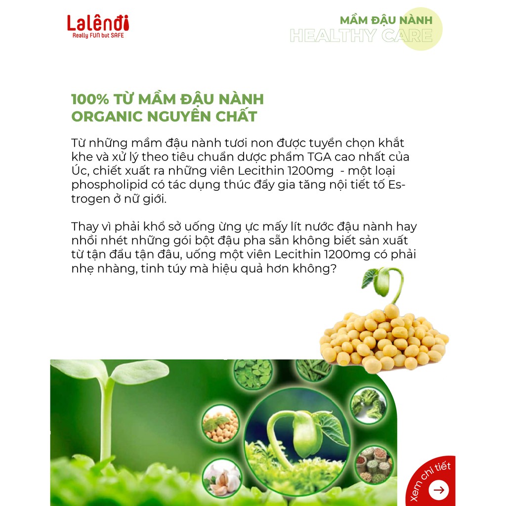 [Mã 66FMCGSALE hoàn 8% xu đơn 500K] Mầm Đậu Nành Healthy Care Super Lecithin Úc (100 viên/lọ) | Lalendi Store & Rendi | BigBuy360 - bigbuy360.vn