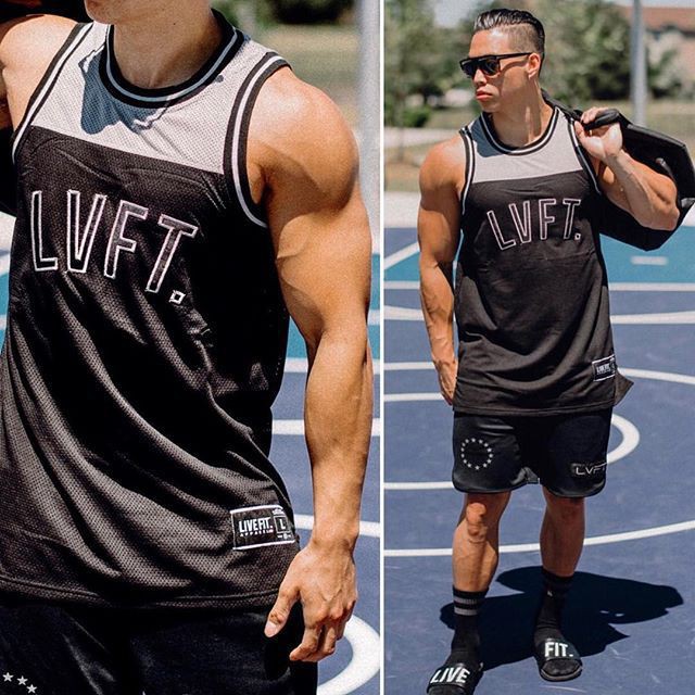 Áo tanktop nam màu xám đen tập gym Live Fit xuất usa dư hãng form ôm slim, ba lỗ thể thao vnxk gymshark - HussleOutlet