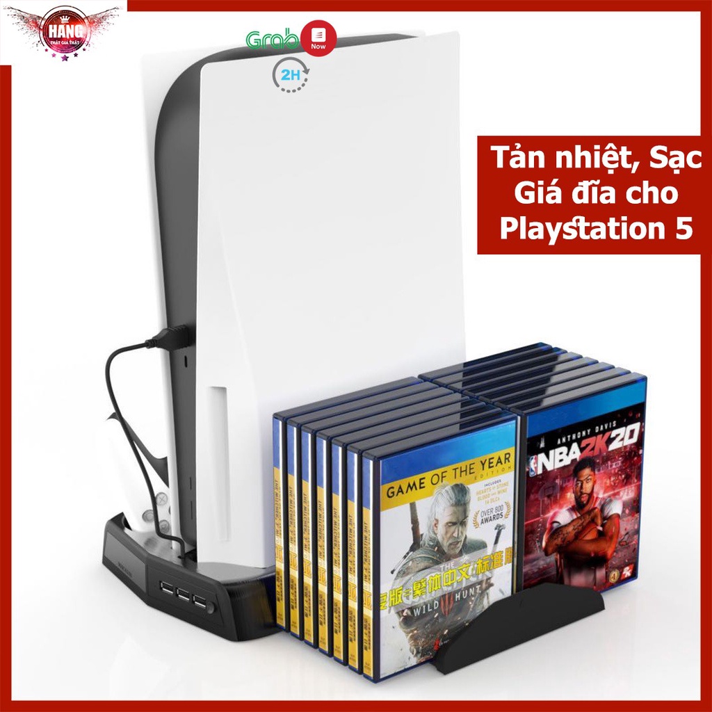 Đế quạt làm mát cho máy Playstation 5, có khe đĩa và sạc cho tay cầm - KJHP5-010-2