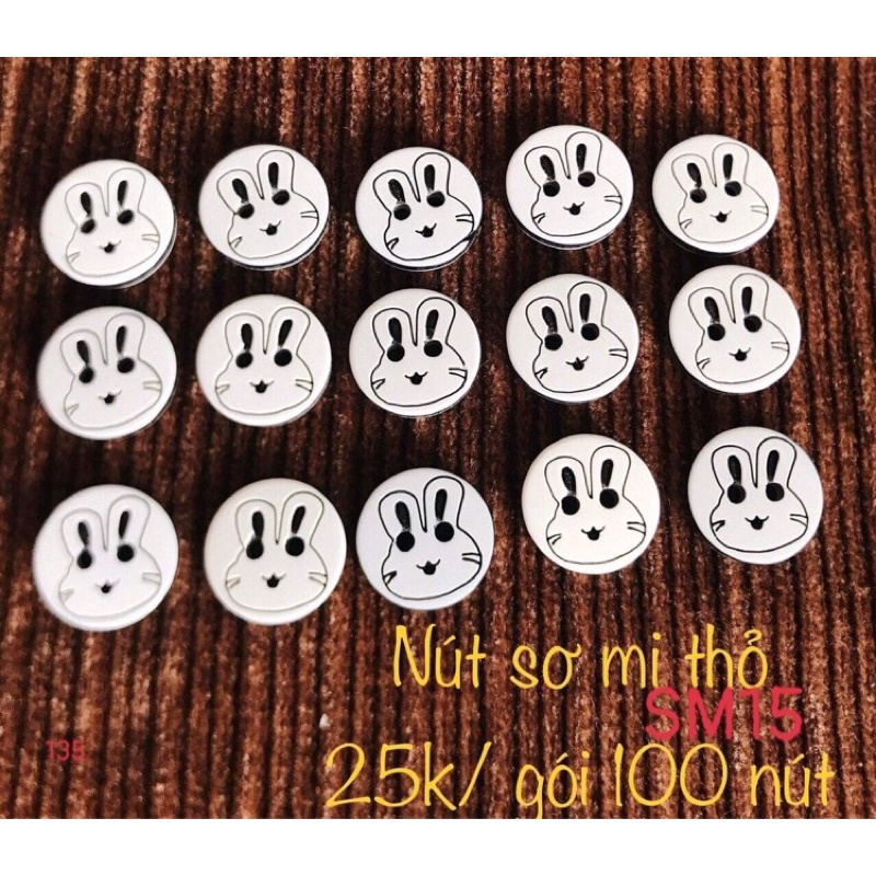 Nút sơ mi thỏ - mã SM15- gói 100 cái