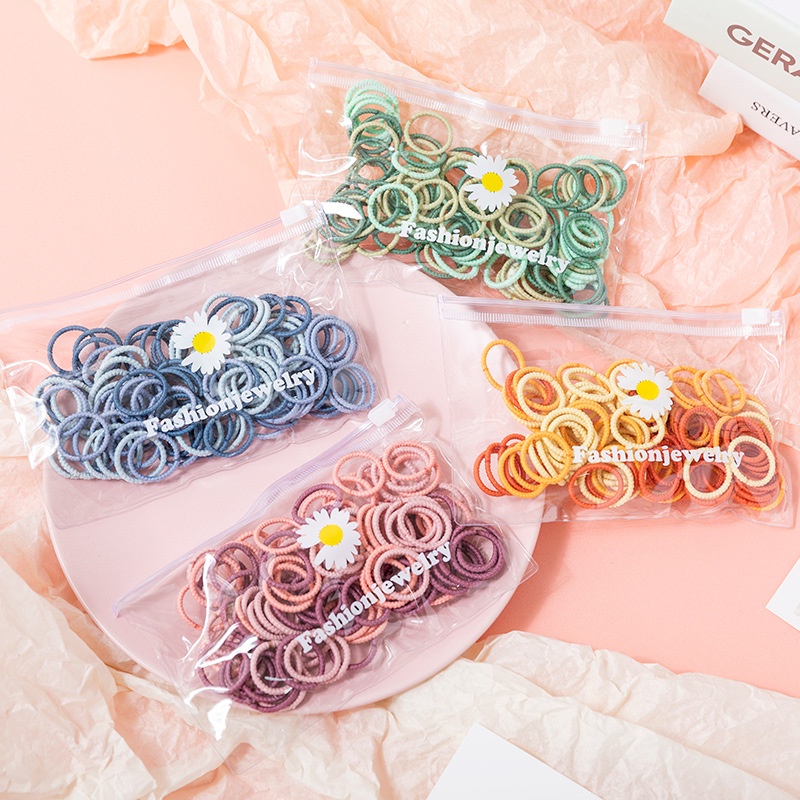 Bộ 100 Dây Thun Cột Tóc Nhiều Màu Sắc Thời Trang Dành Cho Nữ