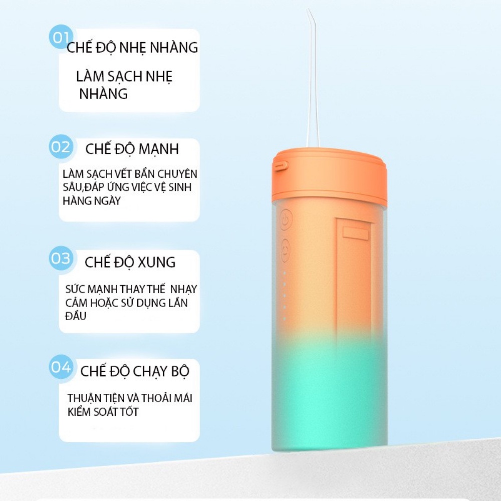 Tăm Nước Cầm Tay- Tăm Nước Nha Khoa Vệ Sinh Răng Miệng Bảo Vệ Sức Khỏe- Tặng Kèm 4 Đầu Tăm