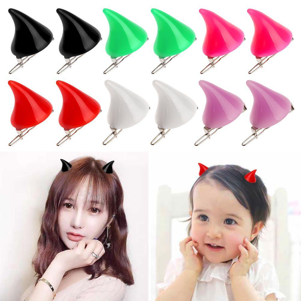 1 Cặp Kẹp Tóc Sừng Bò Hóa Trang Halloween Độc Đáo
