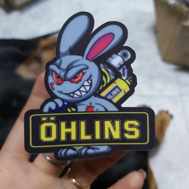 Tem Sticker Decal Thỏ Ohlins Dán Xe, Nón Giá Rẻ