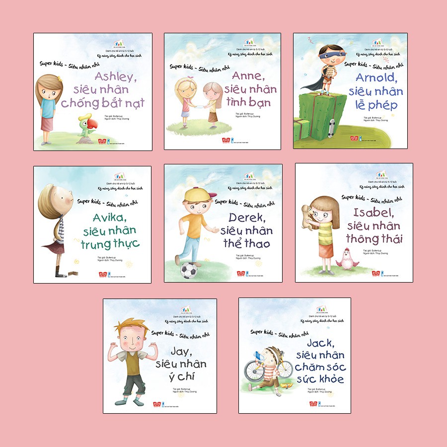 Sách - set 8 tập Kỹ năng sống dành cho học sinh - Super kids - Siêu nhân nhí - có mã lẻ