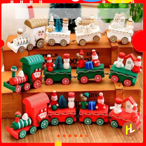 ĐOÀN TÀU NOEL bằng gỗ cho các bé vui chơi thoả sức sáng tạo
