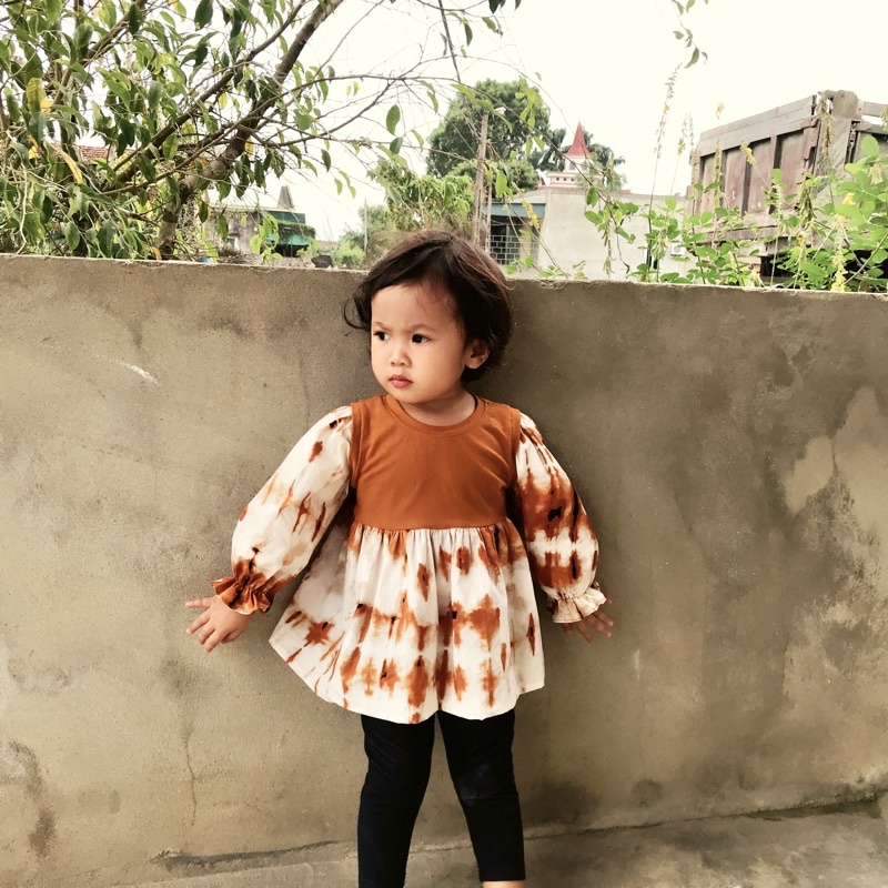Áo cho bé gái (thun phối sơ mi)