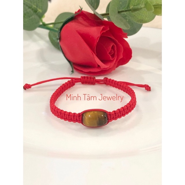 Vòng tay lu thống mắt hổ nâu vàng mệnh Thổ,Kim may mắn-Minh Tâm Jewelry