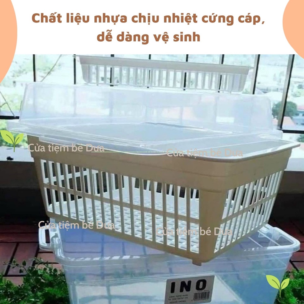 Khay, Giá Úp Dụng Cụ Ăn Dặm, Bình Sữa , Khay Úp Chén Bát Cho Bé, Đồ Dùng Ăn Dặm Có Nắp Đậy Inomata