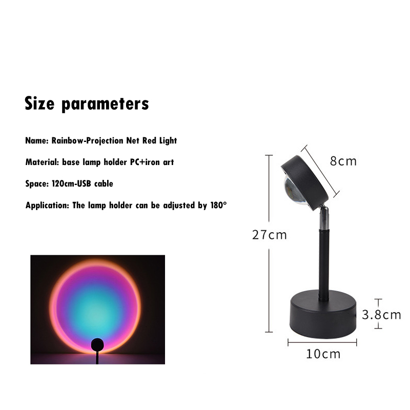 Ins Italian Sunset Light Rainbow Color Sun Projection Chandelier Living Room Creative Decoration Floor Robot Sunset Night Lamp Selfie Lights Mirror Light Studio Light Grow Light Ring Light