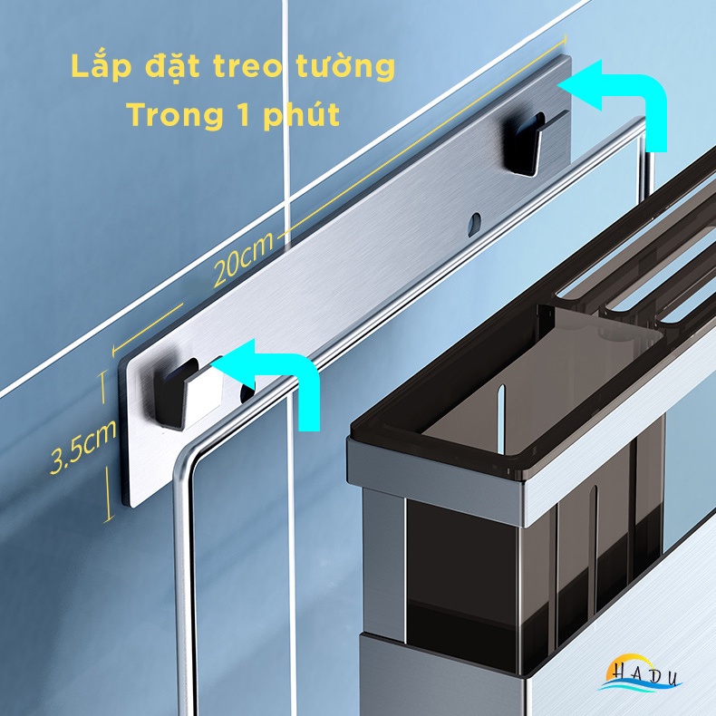 Kệ để dao thớt đa năng inox cao cấp nhà bếp treo tường kháng khuẩn, giá để dao thớt inox 304 tiện lợi HADU