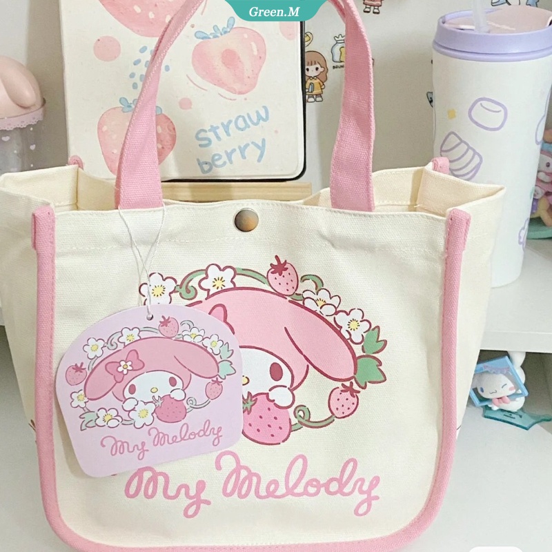 Sanrio My Melody Túi Xách Đeo Vai Canvas Họa Tiết Hoạt Hình Dễ Thương Thời Trang Cho Nữ