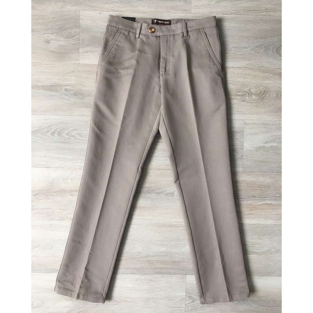 Quần kaki nam 0 ly Classic Vĩnh Tiến vải kẻ tăm 455 - D038, D039