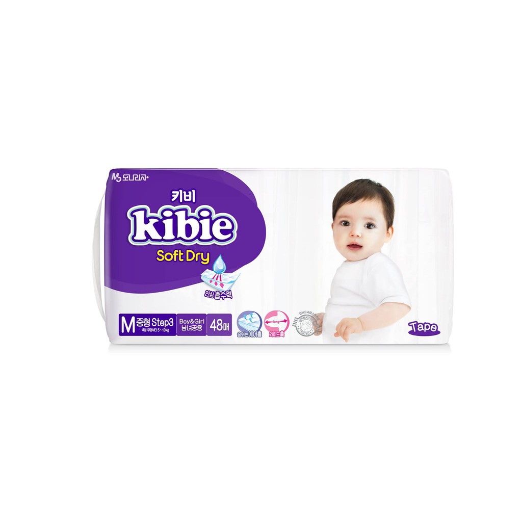 Bỉm dán Kibie Hàn Quốc siêu mềm mỏng (S50, M48, L44)
