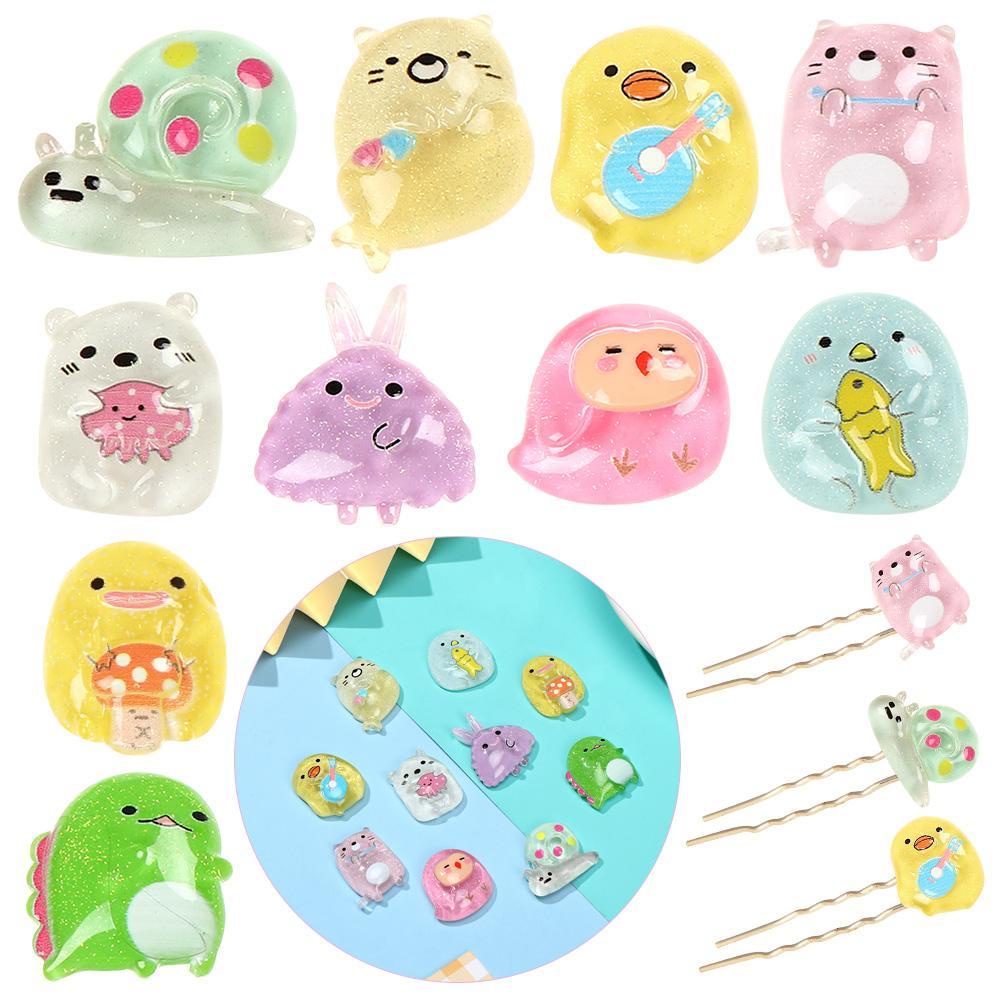 JUNE Kẹp Tóc Nhựa Hình Thú Hoạt Hình Dễ Thương