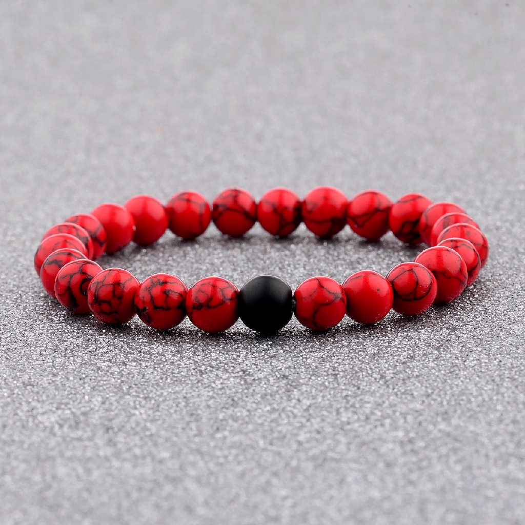 Vòng đeo tay đính hạt mã não mờ cỡ 8mm thời trang sành điệu cho nam và nữ tuỳ chọn