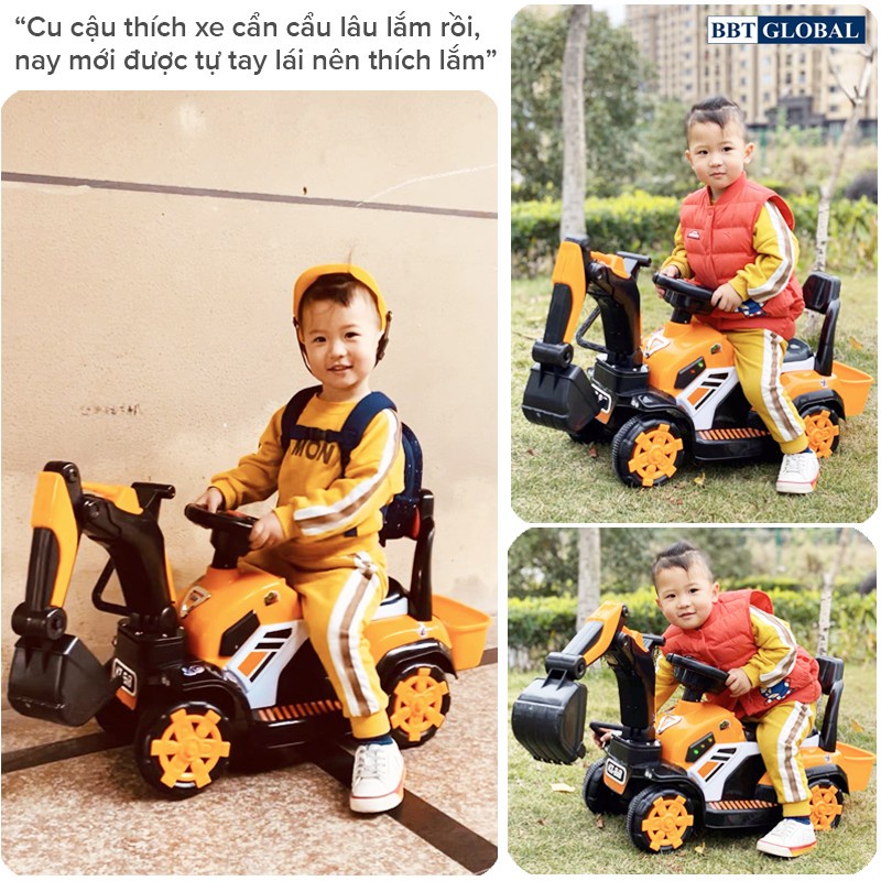 Xe cần cẩu điện, máy xúc cho bé BBT Global, điều chỉnh cần xúc