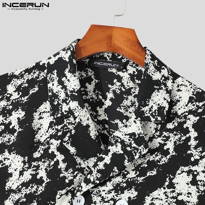 INCERUN Áo Sơ Mi Dài Tay Nhuộm Màu Thời Trang Dự Tiệc Cho Nam