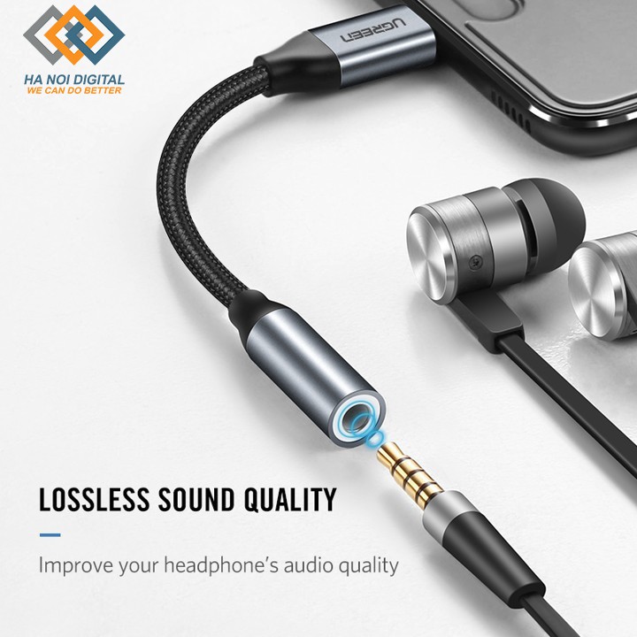 Cáp chuyển USB Type C to 3.5mm dài 10cm Ugreen 30632 - Bảo Hành 18 Tháng