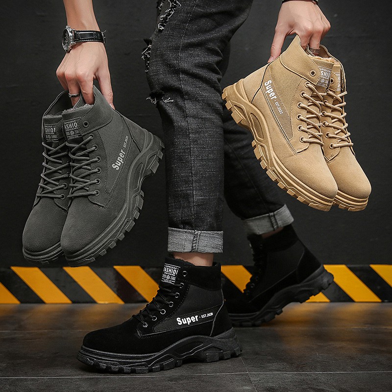 Giày Bốt Martin Cổ Cao Lót Cotton Giữ Ấm Mùa Đông Hàng Mới Dành Cho Nam Giới 2021 | BigBuy360 - bigbuy360.vn